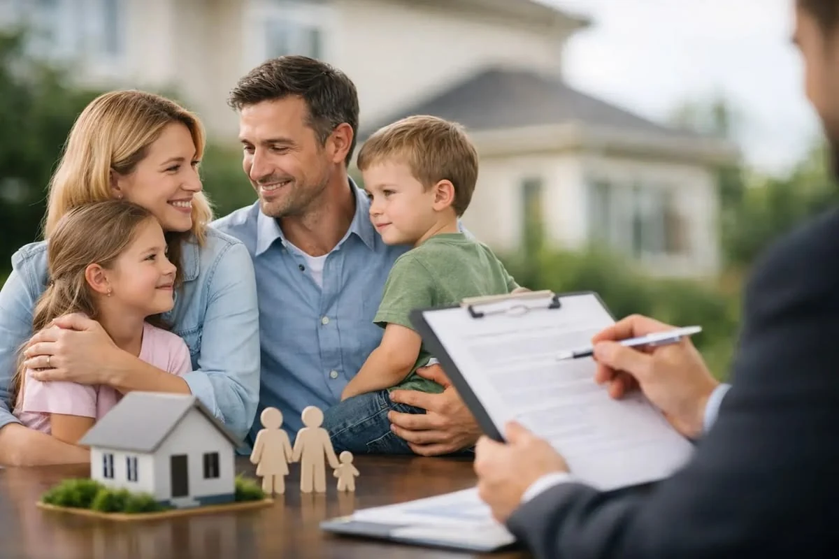 Family discussing insurance protection with an advisor